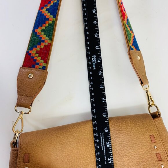 Madden Brown Saddle Bag Flap Fringe Tassel Wide Hippie Strap Aztec VTG Inspired - Picture 15 of 16